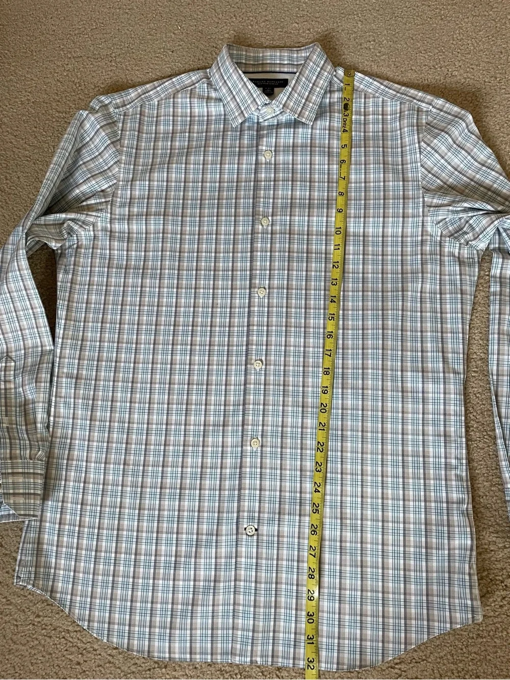 Banana Republic Men's Plaid Button-Down Shirt - Light Blue & Tan